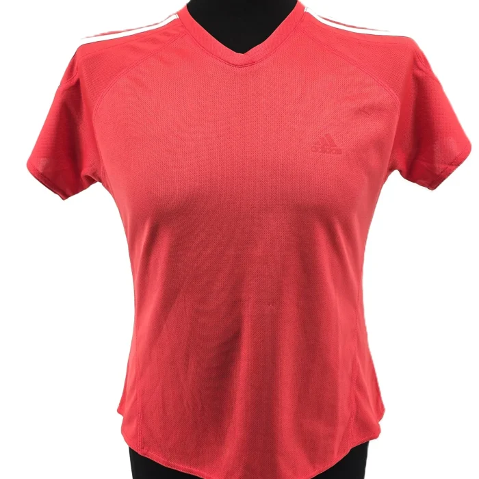 Vintage Adidas Damen-Sport-Shirt rot Retro-Look Drei-Streifen-Design