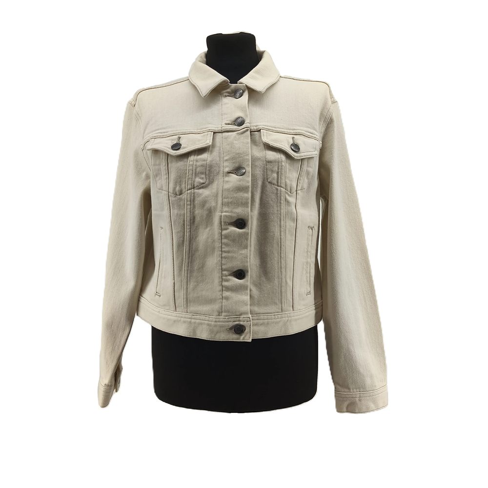 Vintage Lands' End Übergangsjacke Beige Retro-90er-Stil Metallknöpfe