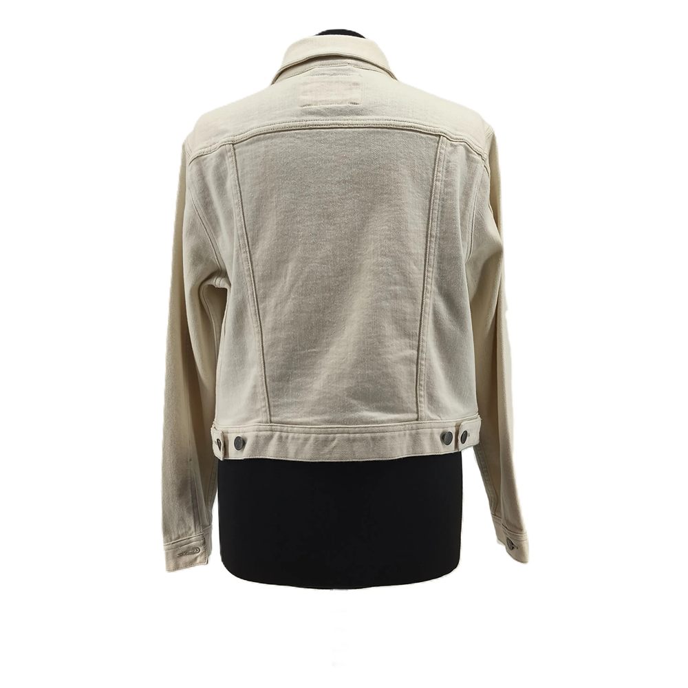 Vintage Lands' End Übergangsjacke Beige Retro-90er-Stil Metallknöpfe