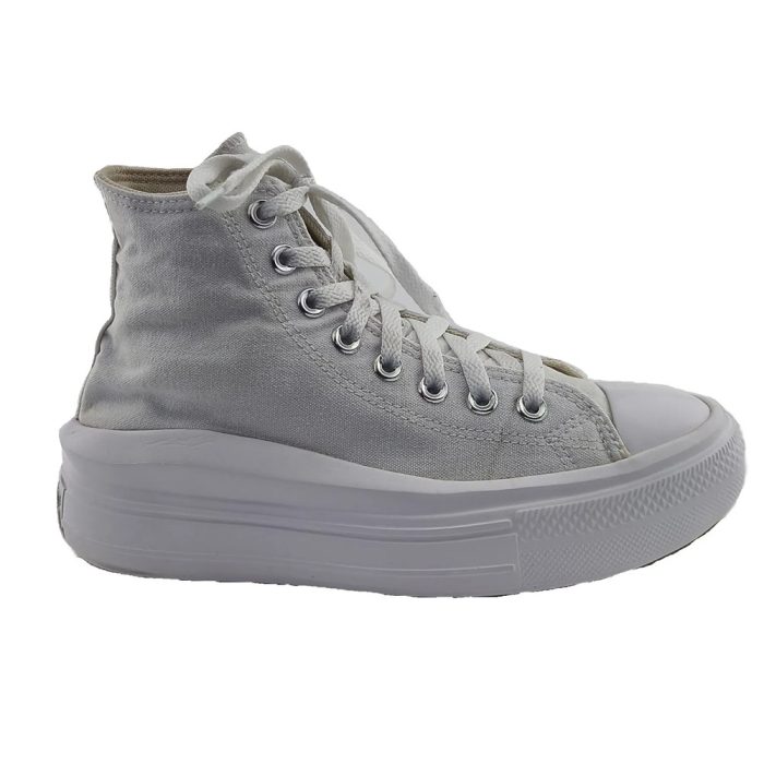 Vintage Converse High-Top-Sneaker weiß Retro-Ära-Stil Seitenansicht Plateau-Sohle