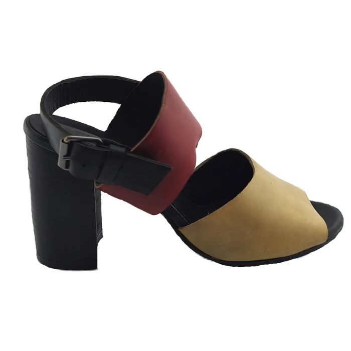 Vintage Vero Cuoio Damen Schuhe Multicolor Retro-Stil Blockabsatz-Sandalen