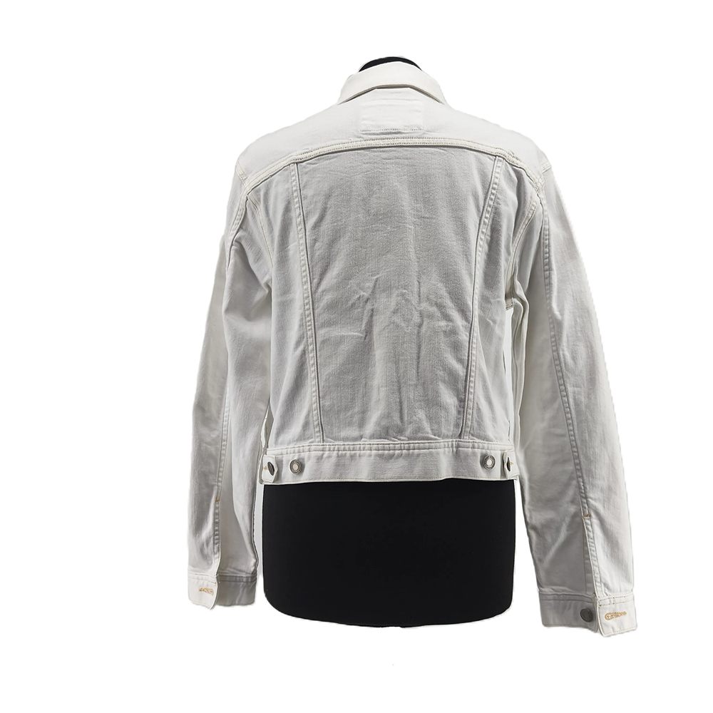 Vintage Lands' End Übergangsjacke Weiß Retro-90er-Stil Ziernähte