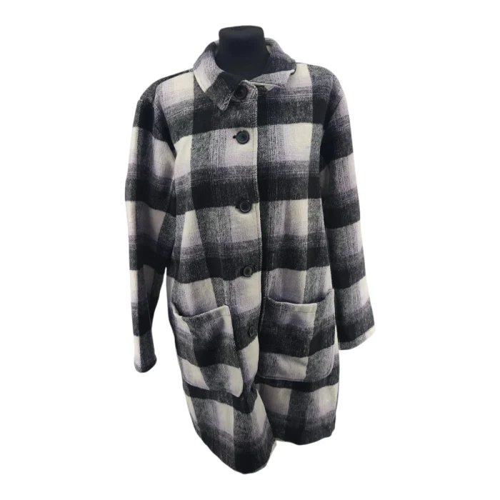 Vintage Multiblu Vintage übergangsjacke damen Schwarz-Weiß Retro-2000er-Stil Karomuster Shacket Wolle