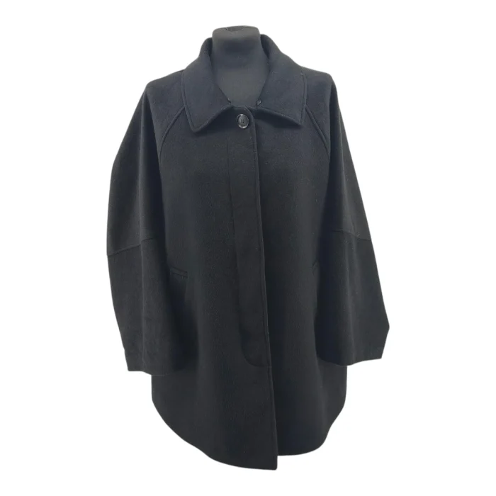 Vintage IsabellSchmitt Übergangsjacke damen Schwarz Retro-80er-Stil Wollmischung Oversize